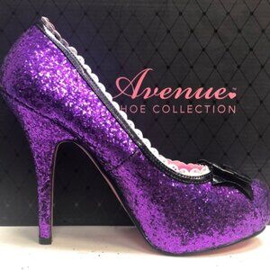 Purple Glitter Tall Platfrom Stiletto Heels